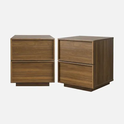 Produktbild von sweeek - 2er-Set Nachttische mit Holzlook und 2 Schubladen - Nussbaumfarben