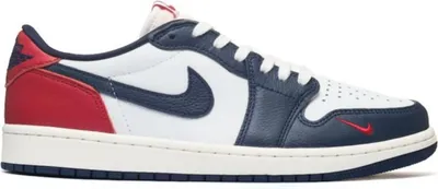 A side view of a Nike Air Jordan 1 Retro Low sneaker.