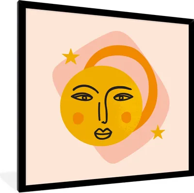 Produktbild von MuchoWow® Gerahmtes Poster Sonne - Rosa - Sommer 40x40 cm - Poster mit Schwarzem Bilderrahmen Wandposter Rahmen Foto Bilder - Mit Rahmen - Wanddekoration Schlafzimmer