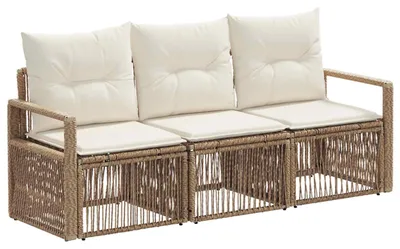 Immagine prodotto di Tre poltrone da giardino in rattan sintetico color beige