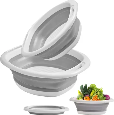 Produktbild von Faltbare runde Spülbecken 2 Stück - Multifunktional, Platzsparend, Praktisch für Reisen und Camping