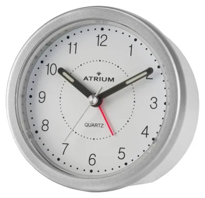 Design-Wecker analog, Quarz, ohne Ticken, mit Licht & Snooze, 9 cm, weiß-silber
