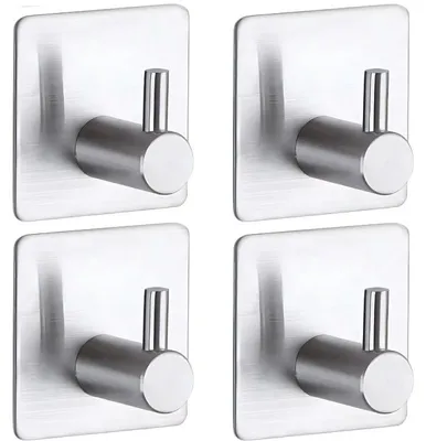 Imagen del producto de Verk 27547 Gancho autoadhesivo, metal, plateado, 4 unidades