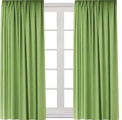Produktbild von 2x Gardine mit Kräuselband Universalband Vorhang Gardinenband Verdunkelung Blickdicht 140 (B) x 245 (L) Grün 2er Pack