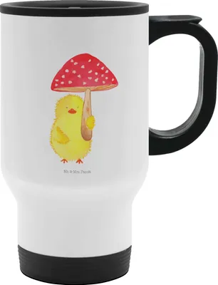 Produktbild von Mr. & Mrs. Panda To-Go-Becher Küken Fliegenpilz - Weiß - Geschenk, Glückspilz, Kaffee-Thermobecher, Ostergrüße, Frohe Ostern, Edelstahl Trinkbecher, Thermobecher
