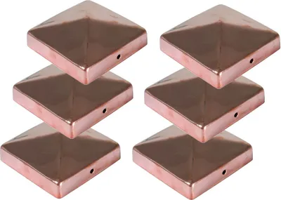 Produktbild von 6x Kupfer Pfostenkappe Pyramide 91x91mm Zaunkappe Zierkappe Pfahl Holzzaun Kappe