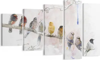 Produktbild von Bild auf Leinwand - Leinwandbild - 5 Teile - Vögel Kanarienvogel Zweig - 100x60cm - Wand Bild - Wanddeko - Wandbilder - Leinwanddruck - Bilder - Wanddekoration - Leinwand bilder - EG100x60-4175