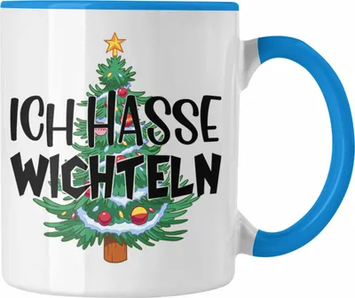 Produktbild von Trendation - Schrott-Wichtelgeschenk für Frauen Kollegen Geschenk Wichteln Weihnachten Ich Hasse Wichteln Geschenkidee Schrottwichteln (Blau)