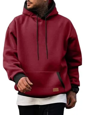 Productafbeelding van Herenhoodie, katoen, warm, casual, comfortabel, rood, maat 2XL