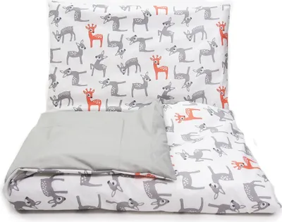 Produktbild von Wende Babybettwäsche Kinderbettwäsche Bettbezug 100 x 135 cm, Kopfkissenbezug 40 x 60 cm mit Reißverschluss Rehe