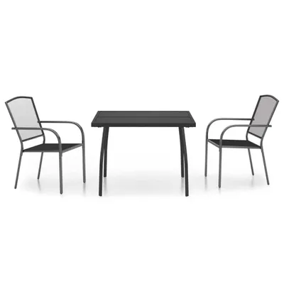 Produktbild von vidaXL 3-tlg. Garten-Essgruppe Anthrazit Stahl