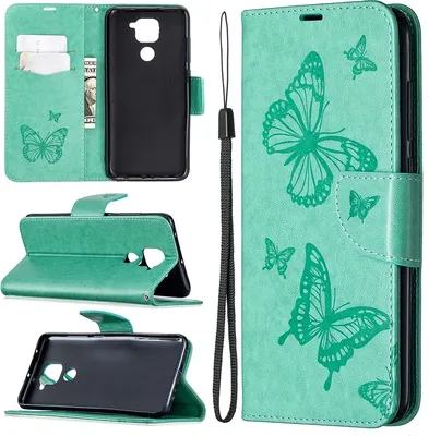 Produktbild von Mobigear Butterfly  Xiaomi Redmi Note 9 Hülle Klapphülle Geldbörse - Türkis
