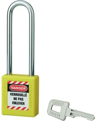 Image de Cadenas de consignation LOTO Lockout Tagout 40 mm anse acier Ø 6 x 76 mm jaune