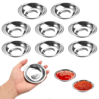 6 Mini-Dip-Schalen aus Edelstahl, 8 cm, rund