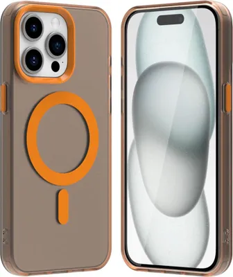 Immagine prodotto di Custodia per iPhone 15 Pro, compatibile con MagSafe, sottile custodia semi-trasparente opaca antiurto Arancione