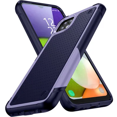 Obrázek produktu pro Pouzdro pro Samsung Galaxy A22 5G, vojenská kvalita, nárazuvzdorné hybridní 2v1 tvrdý PC a měkký TPU pouzdro Fialová modré