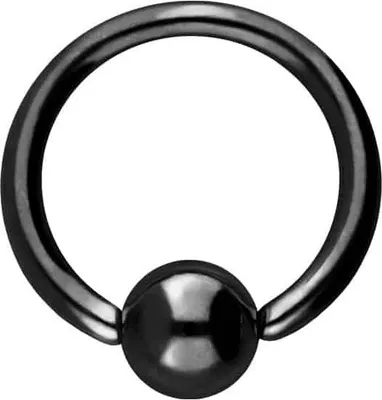 Produktbild von Chirurgenstahl O-Ring KUGEL - biegbar Schwarz Innendurchmesser: 6mm + Stabstärke: 1mm