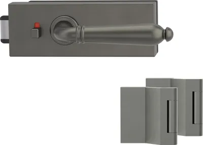 Produktbild von Griffwerk PURISTO S -Kaschmirgrau Ganzglastürbeschlagset -3-teiliger Bandsatz -mit Griff CAROLA Schraubt. -KGR -smart2lock