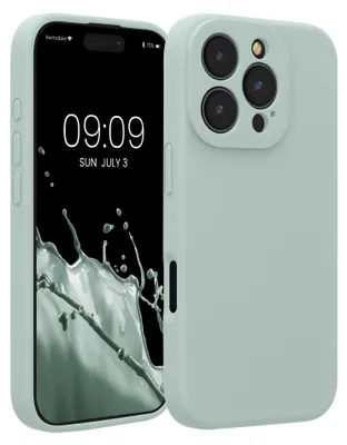 Produktbild von kwmobile Handyhülle für Apple iPhone 16 Pro Hülle - gummierte Handy Silikon Case für iPhone 16 Pro - Schutzhülle Cover - Cool Mint