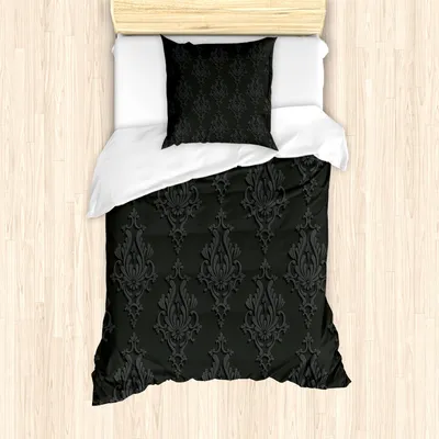 Produktbild von ABAKUHAUS Dunkelgrau Mantele, Antiker Damast-3D, Milbensicher Allergiker geeignet mit Kissenbezügen, 135 cm x 200 cm - 80 x 80 cm, Koksgraue Dimgrey