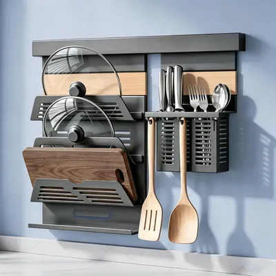 Produktbild von Küchen-Organizer, 52 cm, mit Topfdeckelhalter und 2 Besteckhaltern
