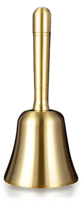 Handglocke aus Messing mit Holzgriff, 4,3 x 10 cm, gold