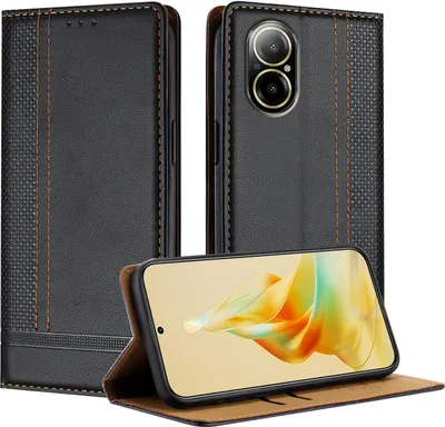 Produktbild von Handyhülle für Realme C67 4G Leder Flip Klappbare Schutzhülle mit Standfunktion Schwarz