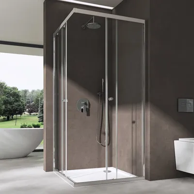 Immagine prodotto di doporro Box Doccia Apertura Angolare Scorrevole 80x140 cm H 190 con 2 Ante in Vetro Temperato 6 mm Trasparente, Profilo Cromo Lucido - Ravenna16K