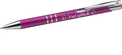 Produktbild von Kugelschreiber mit Gravur "Viel Glück" / aus Metall / Farbe: beere