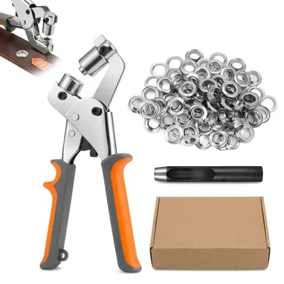 Produktbild von Ösenzange Set Profi mit 200 Ösen 10mm, Magnetische Ösenpresse, Stahl, für Leder & Planen