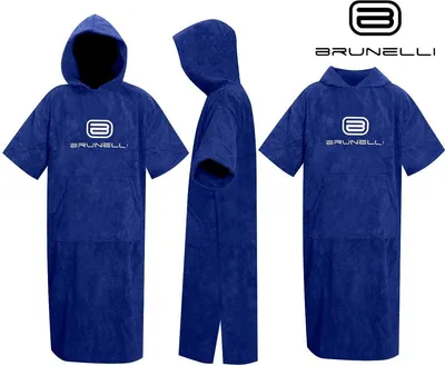 Productafbeelding van BRUNELLI Poncho, overtrek, badjas, handdoek, geschikt voor zwemmen en kitesurfen, blauw, 100% katoen