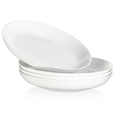 Produktbild von MALACASA Porzellan Salatschale, Serie Regular, Pastateller Suppenteller Nudelschüssel, 10,5 Zoll Suppenschüssel für 4 Personen, cremeweiß
