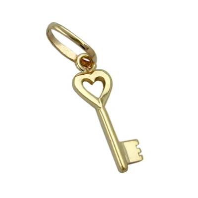 Produktbild von Anhänger 15x5mm Herz Schlüssel glänzend 9Kt GOLD gold 15x5mm