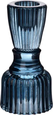 Image de Bougeoir en verre Patricia Blue 5,1 x 5,1 x H 10,2 cm Bleu 1 pièce