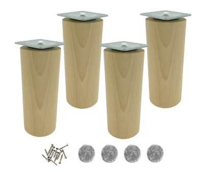 Zdjęcie produktu dla Nogi drewniane do mebli Nogi meblowe Rolka Ø 60 mm surowa 15 cm Mocowanie