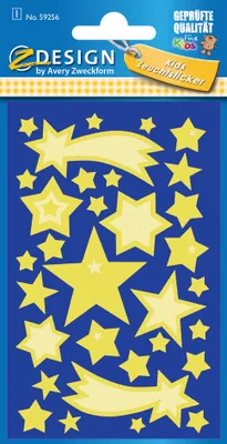 Produktbild von AVERY Zweckform ZDesign Leucht Sticker "Sterne" 1 Blatt à 32 Sticker