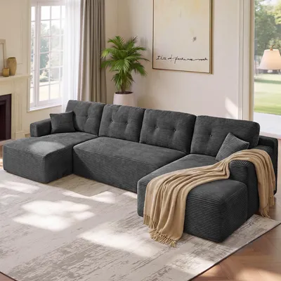 Obrázek produktu pro VASAGLE Modulní pohovka ve tvaru "U", šedá, 6 míst, s polštáři, rozměry 336 x 154 x 89 cm