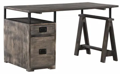 Immagine prodotto di MASSIVMOEBEL24 | scrivania in legno di Mango 140x78x80 grigio scuro laccato RAILWAY #229