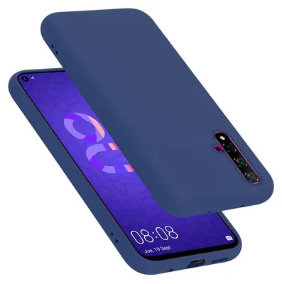 A blue phone case is shown on top of a smartphone.