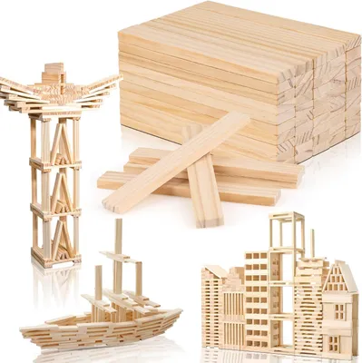 Produktbild von Holzbausteine 50 Stück, 160 x 22 x 8 mm, zum Basteln, Bastelmaterial