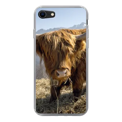Produktbild von MuchoWow® Handyhülle Schutzhülle Hülle für iPhone 7 Schottischer Highlander - Berg - Schnee Silikon Softcase Handy Hülle - Kartenhalter