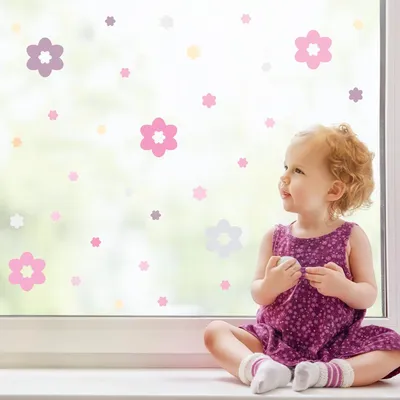 Produktbild von Fensterbild Frühling Blüten Pastell Ostern Fensteraufkleber wiederverwendbar Pastellfarben