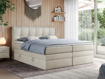 Produktbild von Boxspringbett mit Doppelmatratze - ALVIN-KING - 140 x 200 cm - Beige - H4