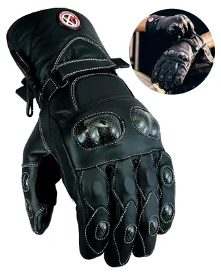 Produktbild von Lederhandschuhe für Herren - Wasserdicht mit Knöchelschutz - Für Sommer und Winter - Schwarz - Langer Schnitt - M