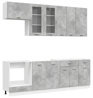 Produktbild von vidaXL Kücheneinheit LYON 8 pcs Betongrau Holzwerkstoff