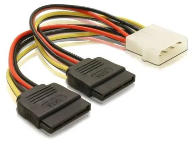 Image de Delock 60102 Stromkabel Delock 2x SATA 15Pin -> Molex 4Pin 0.16m