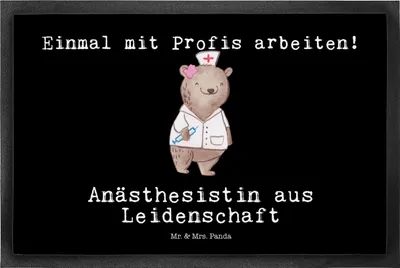 Produktbild von Mr. & Mrs. Panda Fussmatte Anästhesistin Leidenschaft 40 x 60 cm - Schwarz - Geschenk, Krankenhaus, Sauberlaufmatte, fußmatte, Schuhabstreifer, Lustig, Spruch, Studium