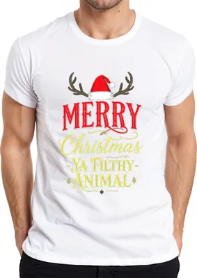 Produktbild von Merry Christmas Ya Filthy Animal Weihnachten Kevin Allein Zuhaus Herren T-Shirt, Weiß, M