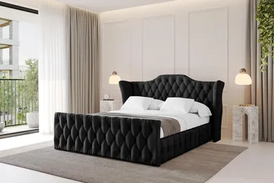 Produktbild von ALTDECOR Polsterbett mit Bettkasten - MODY-Z - 180x200 Schwarz Casablanca - Bett mit Matratze H3/H4, Kopfteil und Fußteil, Boxbett, Doppelbett mit Stauraum