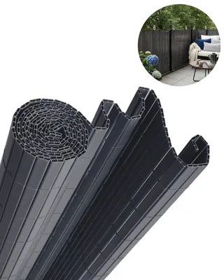 Zdjęcie produktu dla Osłona na Balkon Taras Lento Antracite Mazovia Całoroczna, Odporna UV Mata na Ogrodzenie Szara PCV 150x500 cm